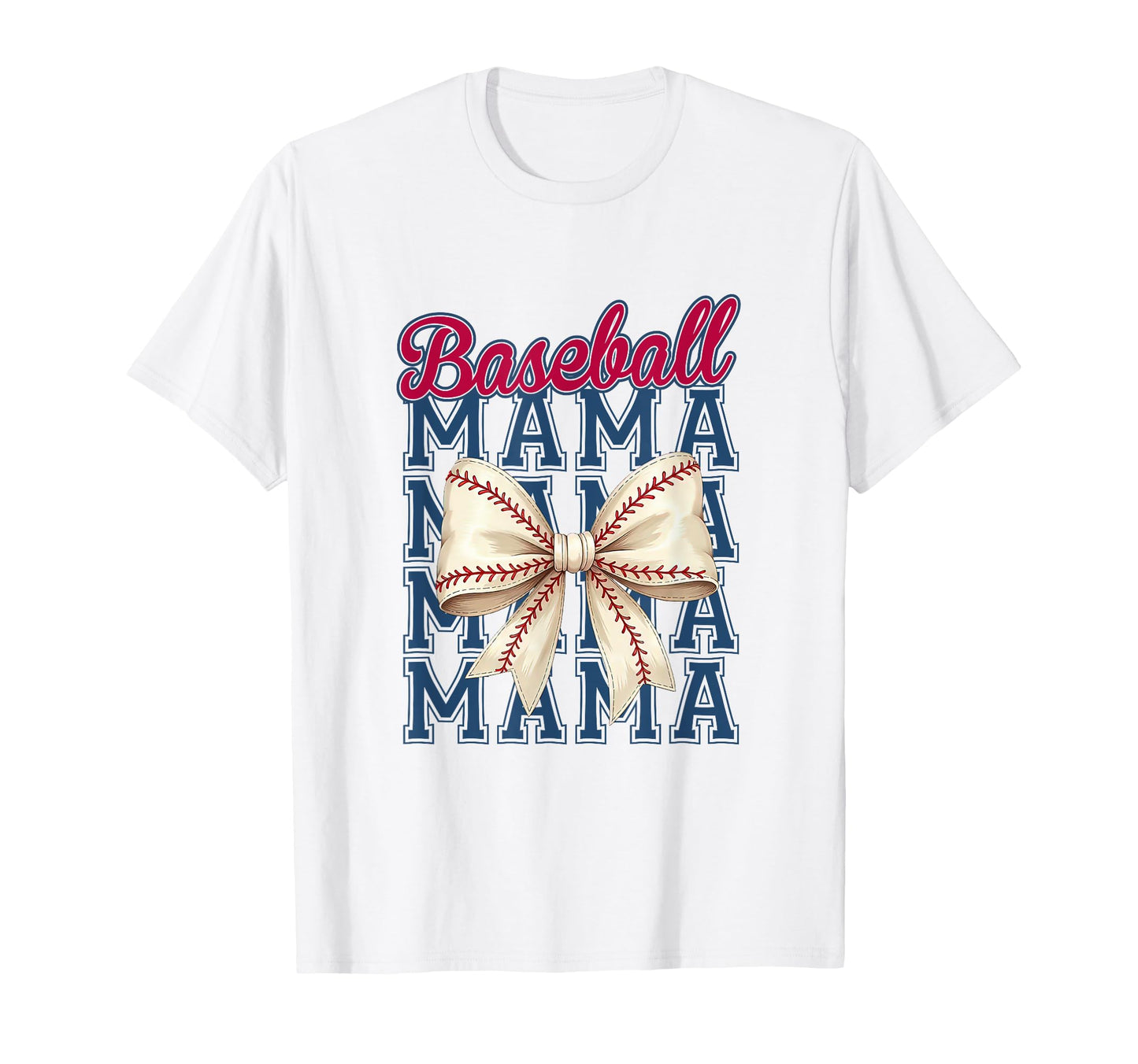 Baseball Mama Coquette Bow Mom T-Shirt - Casual Everyday Wear for Adults - T-Shirt, Sweatshirt, Hoodie