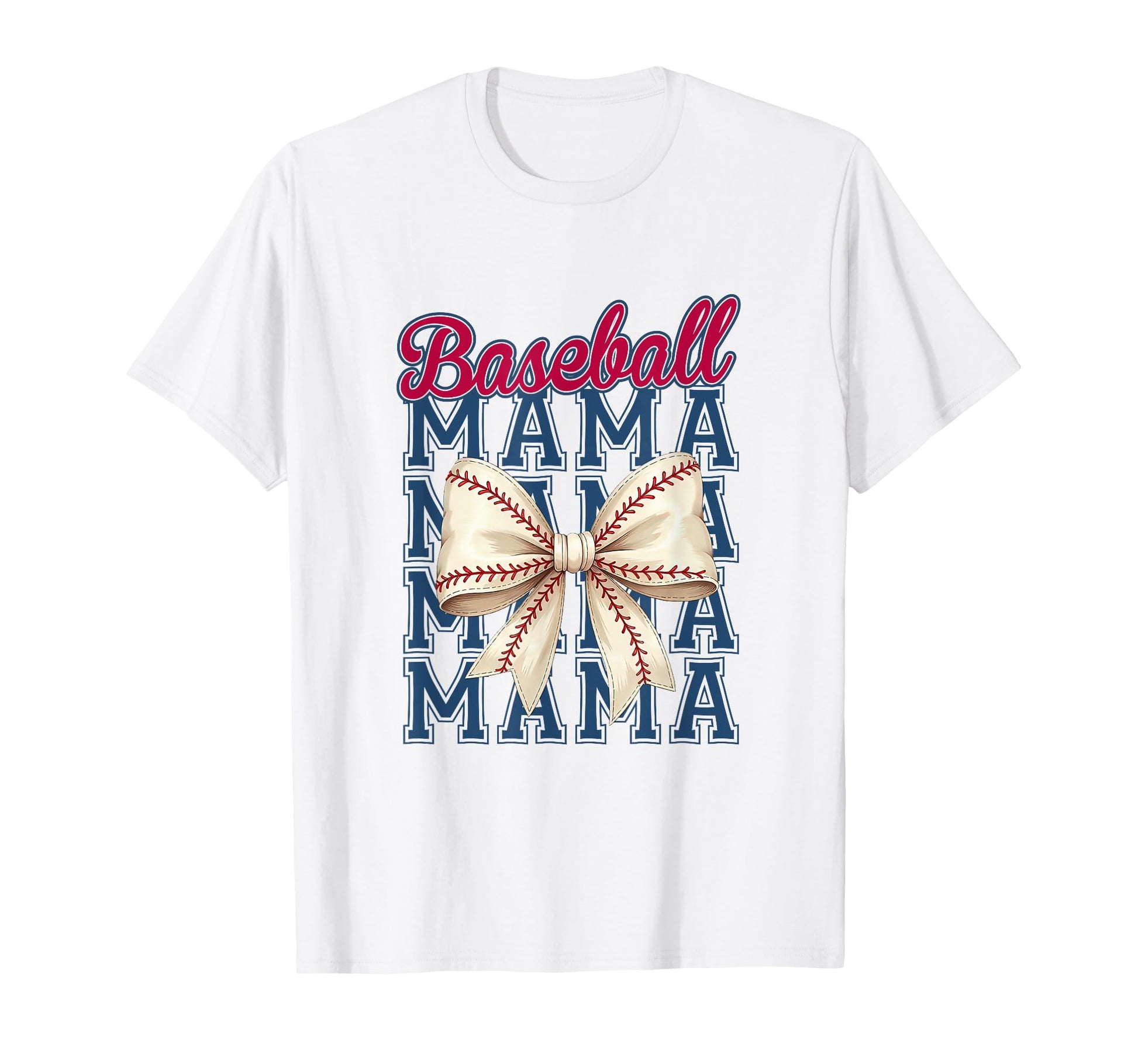 Baseball Mama Coquette Bow Mom T-Shirt - Casual Everyday Wear for Adults - T-Shirt, Sweatshirt, Hoodie