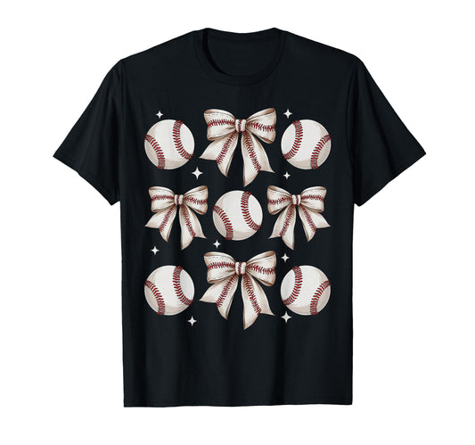 Baseball Coquette Bow Baseball Mom T-Shirt - Fun Novelty Design Men Women - T-Shirt, Sweatshirt, Hoodie