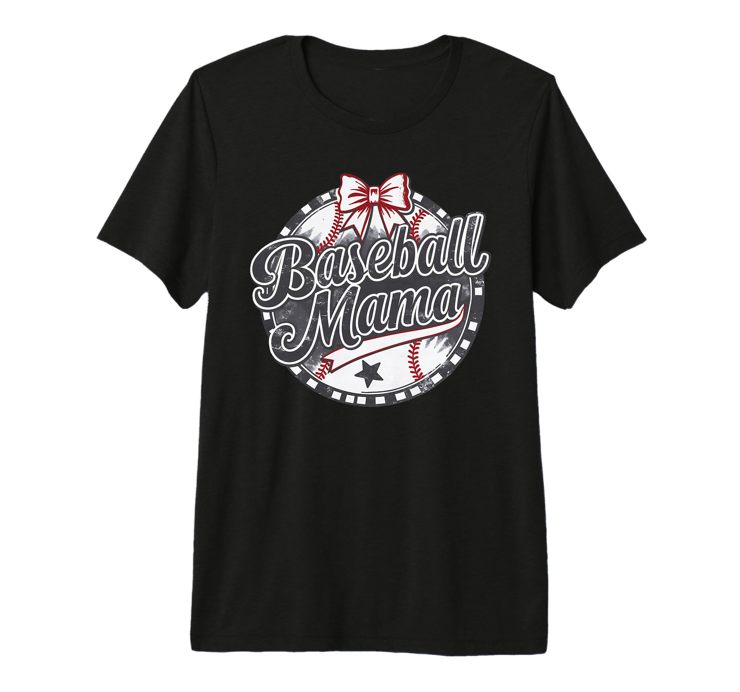 Baseball Mama Baseball Bow Baseball T-Shirt - Custom Art Print for Adults - T-Shirt, Sweatshirt, Hoodie