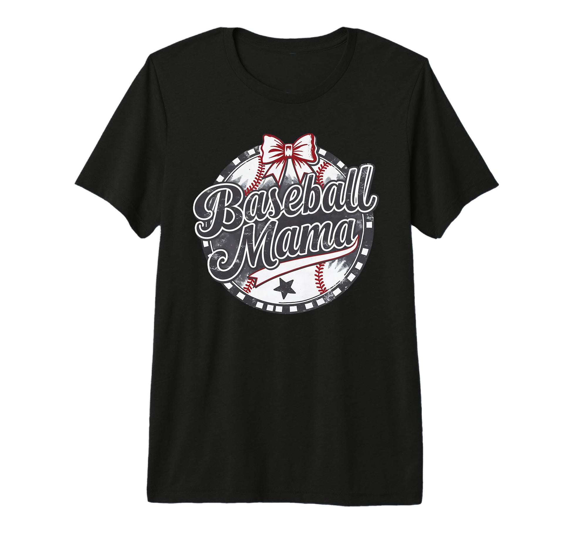 Baseball Mama Baseball Bow Baseball T-Shirt - Custom Art Print for Adults - T-Shirt, Sweatshirt, Hoodie