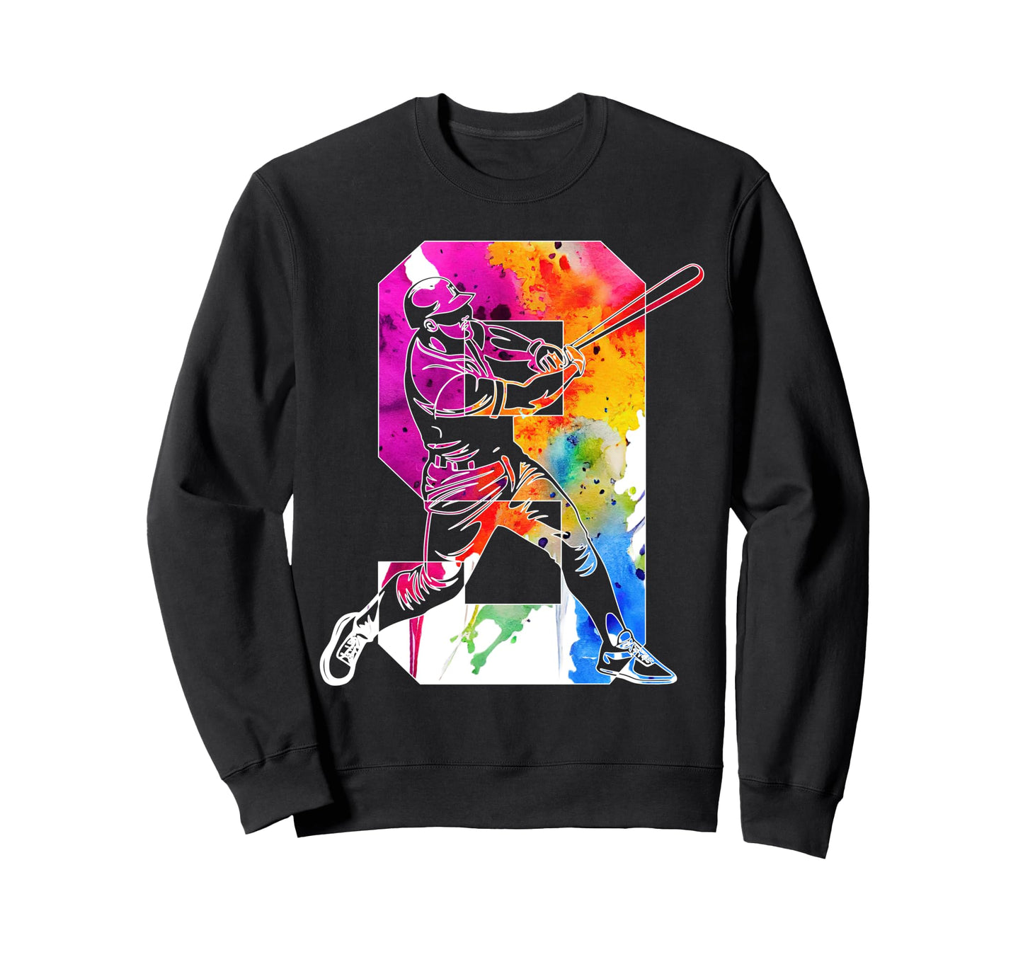 Number 9 Years Baseball 9Th Birthday Sweatshirt - Custom Art Print Unisex - T-Shirt, Sweatshirt, Hoodie