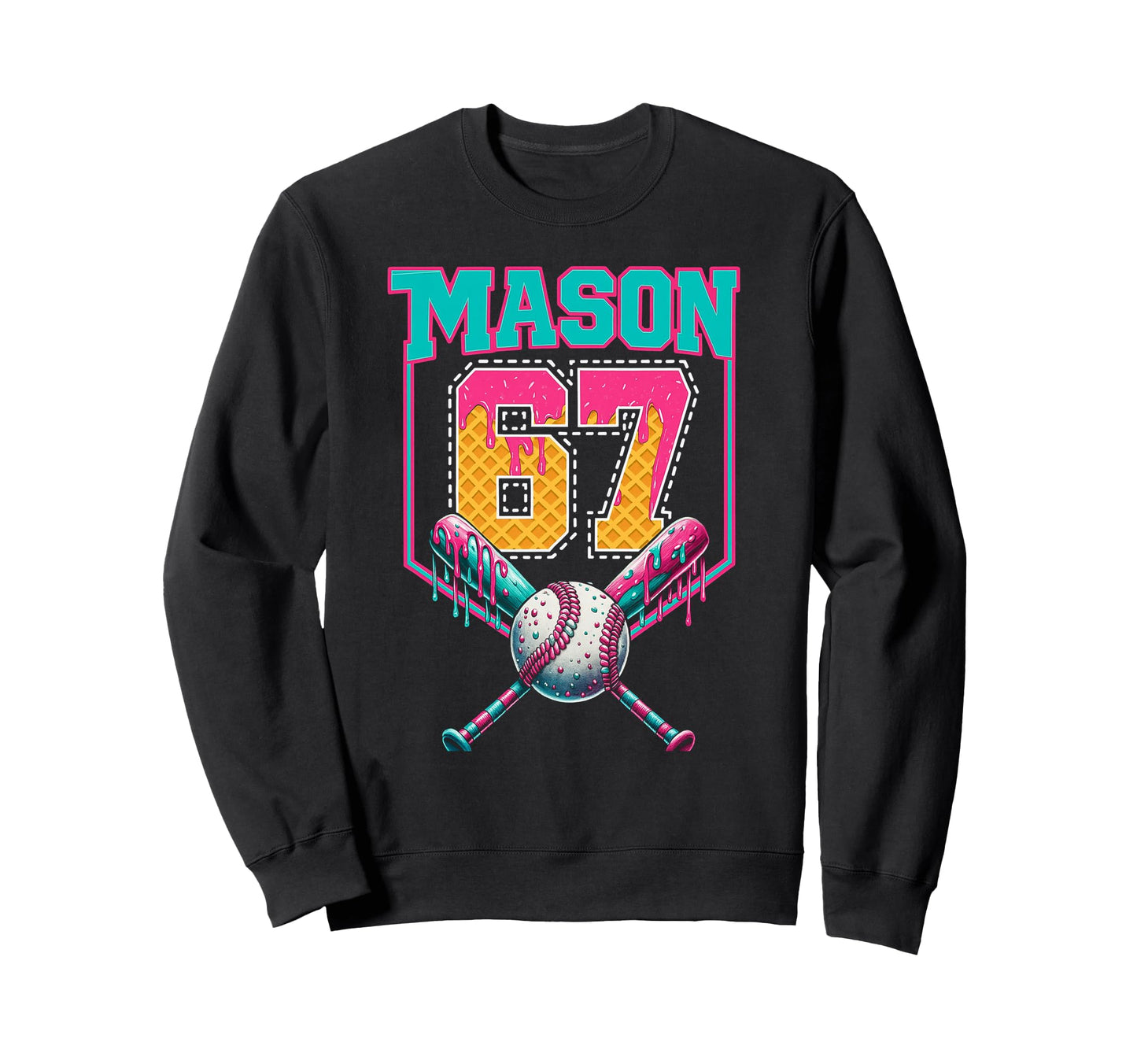 Trendy Mason 67 Mem Ice Cream Drip Sweatshirt - Novelty Apparel Men Women - T-Shirt, Sweatshirt, Hoodie