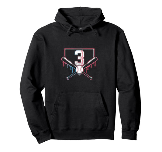 Baseball Home Ice Cream 3Th Birthday Sprinkle Hoodie - Graphic Print Unisex - T-Shirt, Sweatshirt, Hoodie