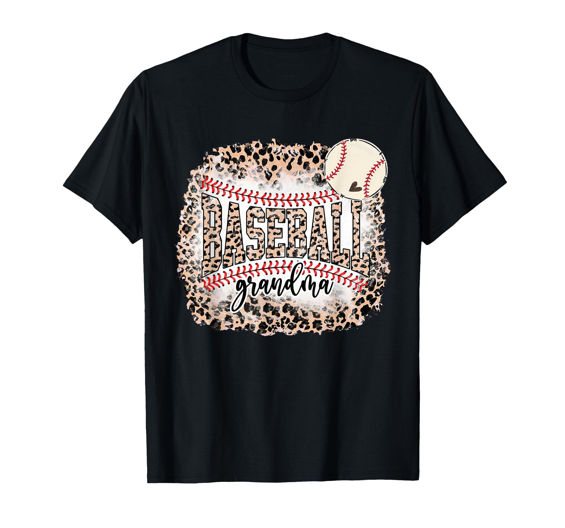 Baseball Grandma From Grandson Leopard T-Shirt - Unique Graphic Unisex - T-Shirt, Sweatshirt, Hoodie