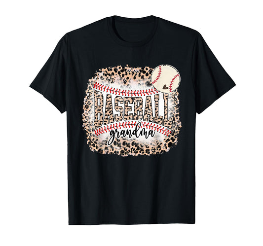 Baseball Grandma From Grandson Leopard T-Shirt - Unique Graphic Unisex - T-Shirt, Sweatshirt, Hoodie