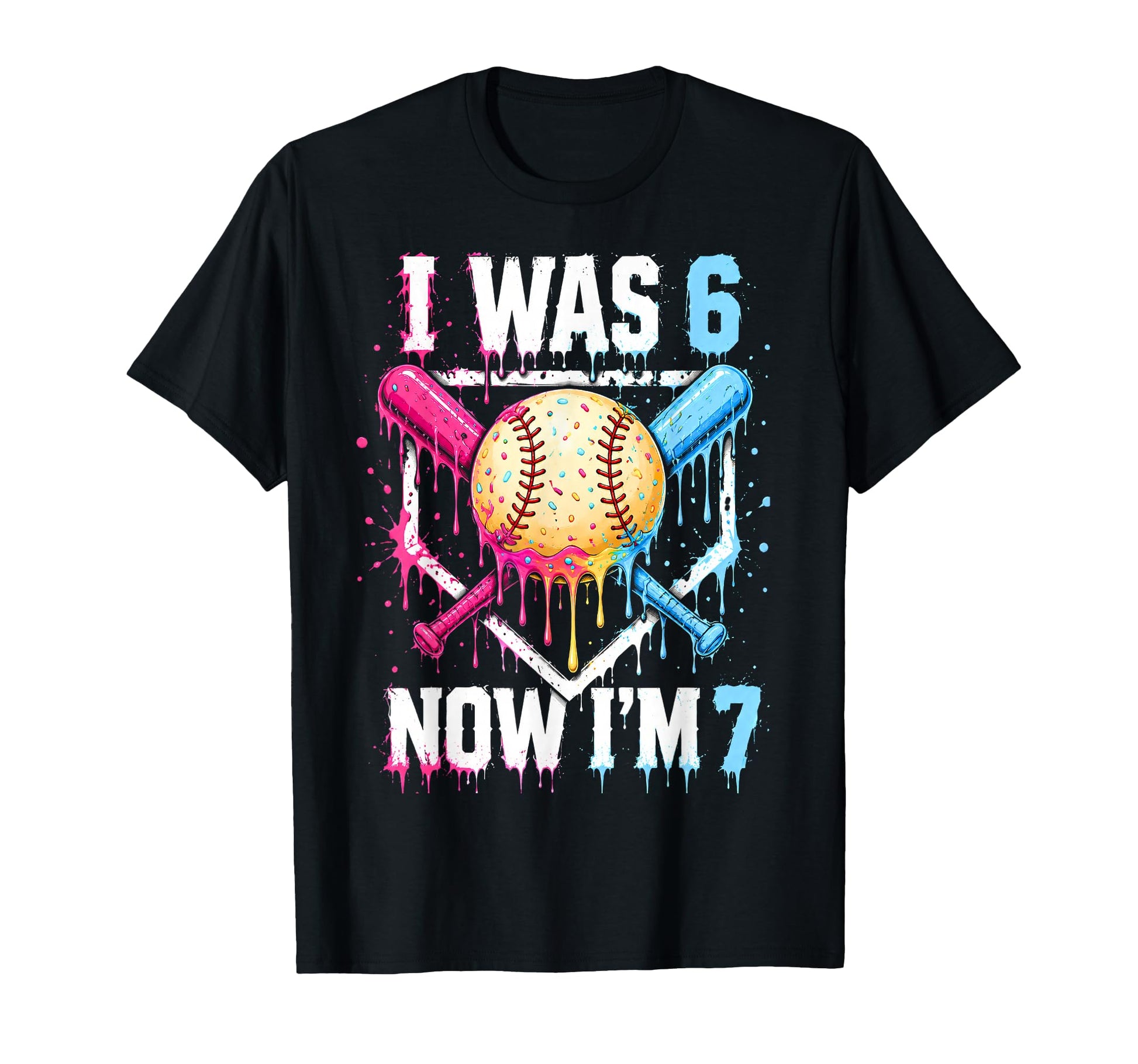 7Th Birthday I Was 6 Now Im 7 Baseball T-Shirt - Trendy Graphic Men Women - T-Shirt, Sweatshirt, Hoodie