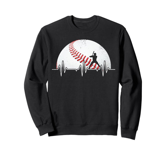 Baseball Heartbeat Baseball Player Sweatshirt - Streetwear Style for Adults - T-Shirt, Sweatshirt, Hoodie