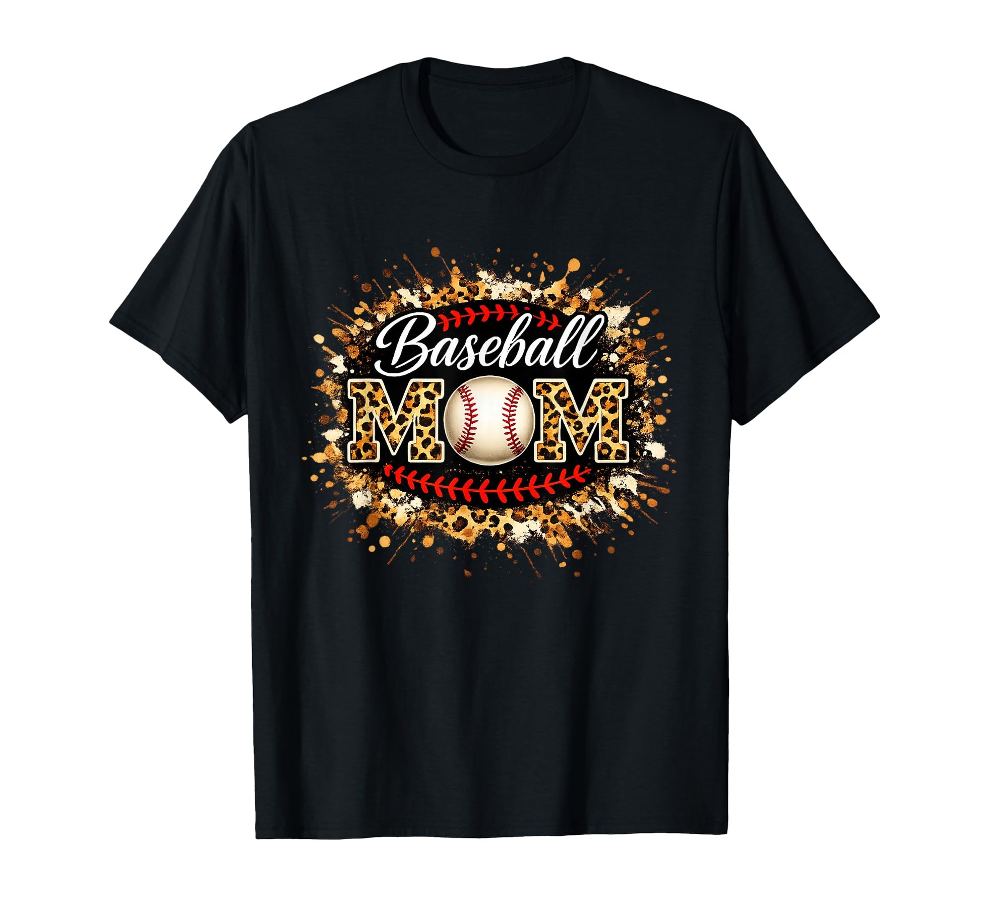 Leopard Mom Baseball Lover Heartbeat T-Shirt - Graphic Print Men Women - T-Shirt, Sweatshirt, Hoodie
