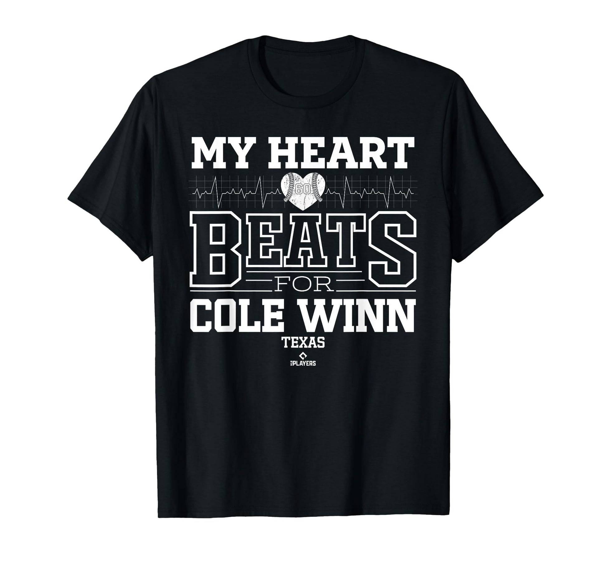 My Heart Beats Cole Winn Texas Baseball T-Shirt - Minimalist Print Unisex - T-Shirt, Sweatshirt, Hoodie