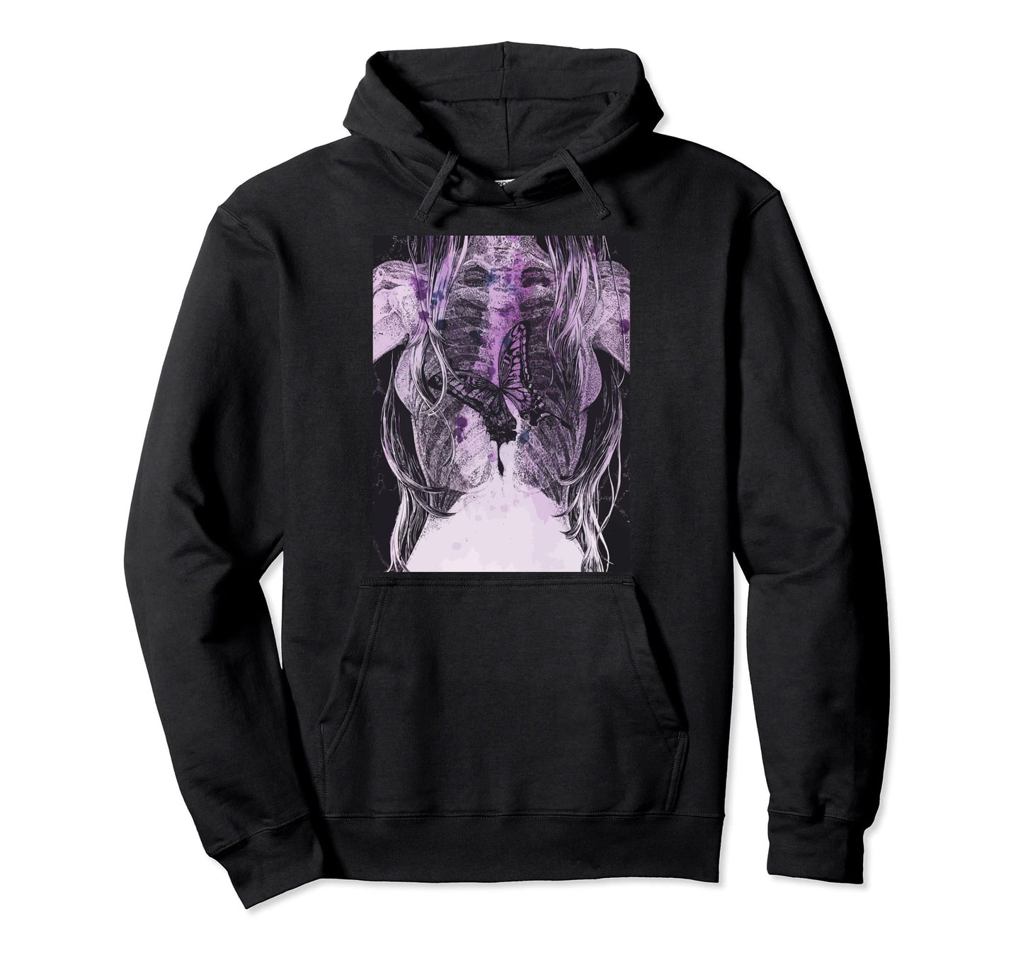 Female Skeleton Skull Butterfly Y2K Hoodie - Unique Graphic for Adults - T-Shirt, Sweatshirt, Hoodie