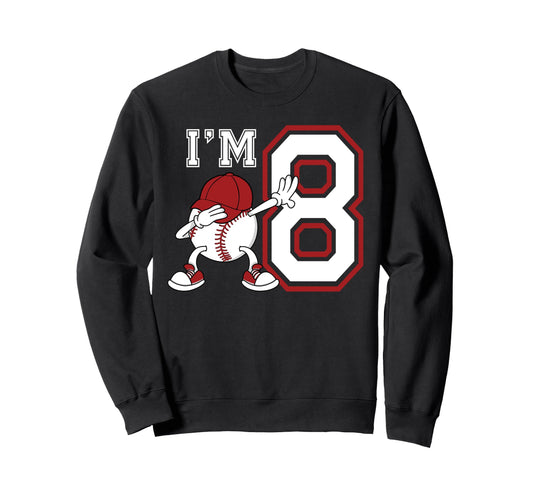 8Th Baseball Birthday Party Eight Year Sweatshirt - Unique Graphic Unisex - T-Shirt, Sweatshirt, Hoodie