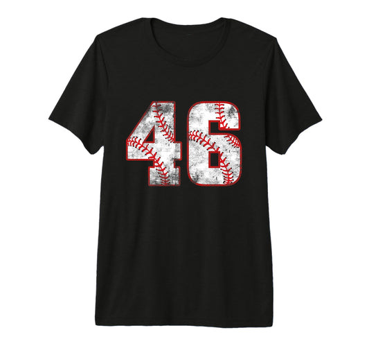 Baseball 46 Jersey Number Tri Blend T-Shirt - Minimalist Print for Adults - T-Shirt, Sweatshirt, Hoodie