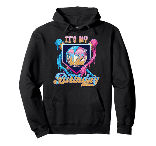 12Th Baseball Drip Birthday Party Hoodie - Casual Everyday Wear Men Women - T-Shirt, Sweatshirt, Hoodie