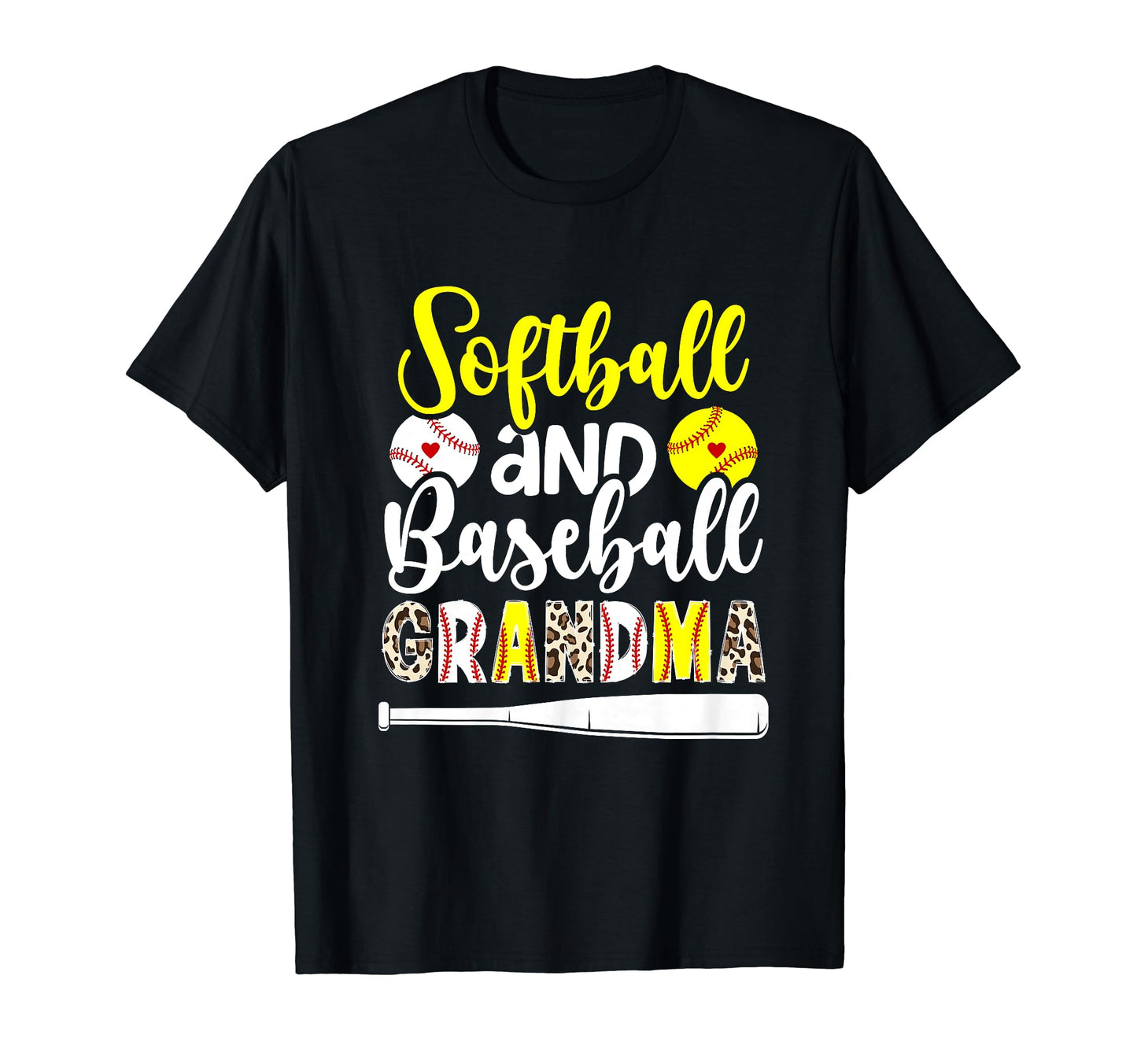 Softball Baseball Grandma Leopard T-Shirt - Trendy Graphic for Adults - T-Shirt, Sweatshirt, Hoodie