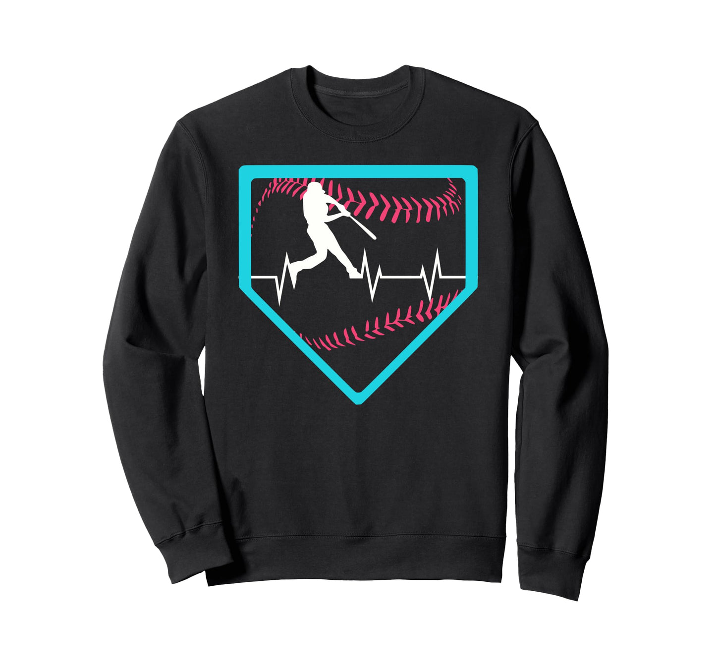Funny Baseball Batter Heartbeat Sweatshirt - Fun Novelty Design Men Women - T-Shirt, Sweatshirt, Hoodie