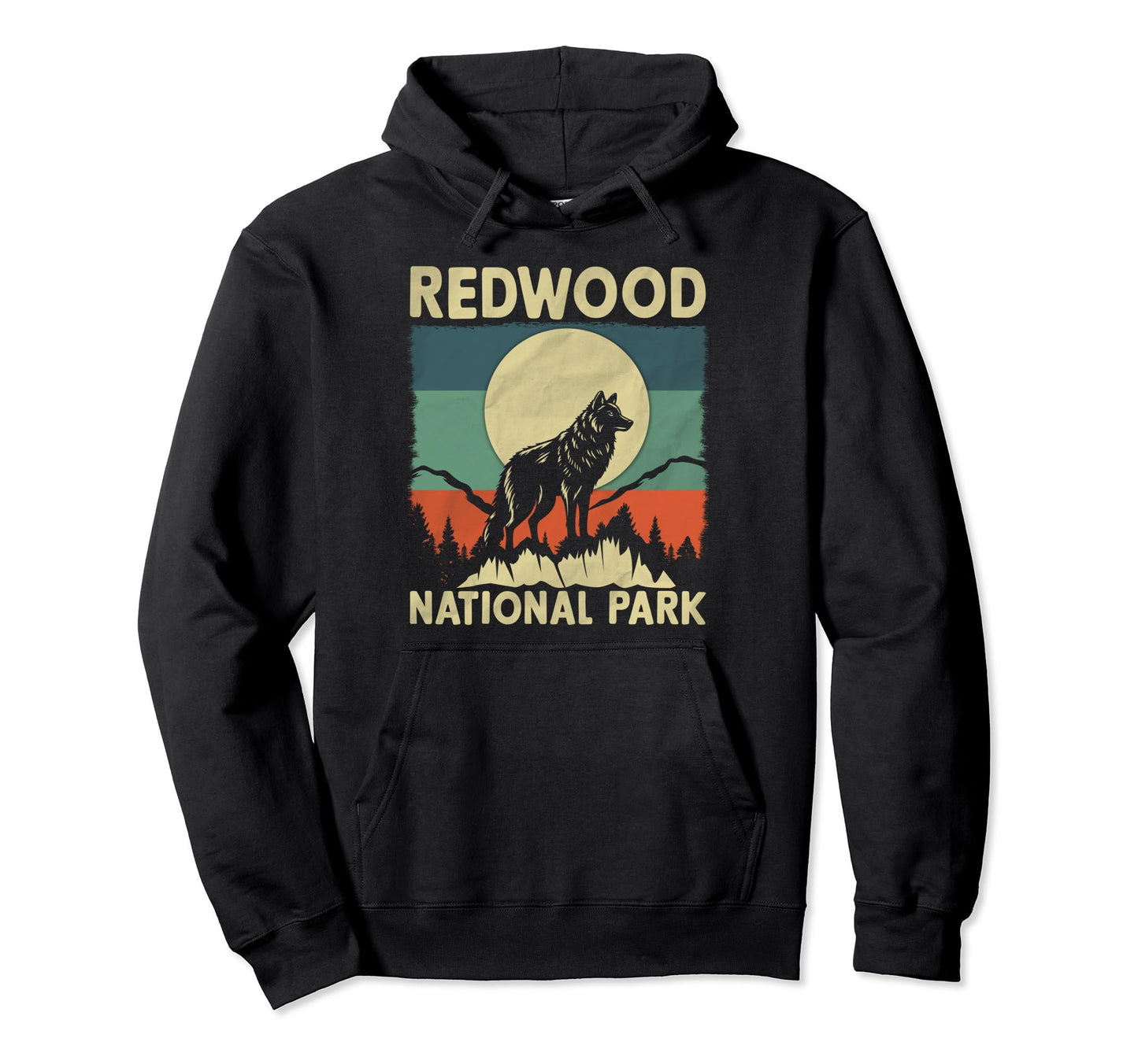 Wolf Redwood National Park Hoodie - Minimalist Print Men Women - T-Shirt, Sweatshirt, Hoodie