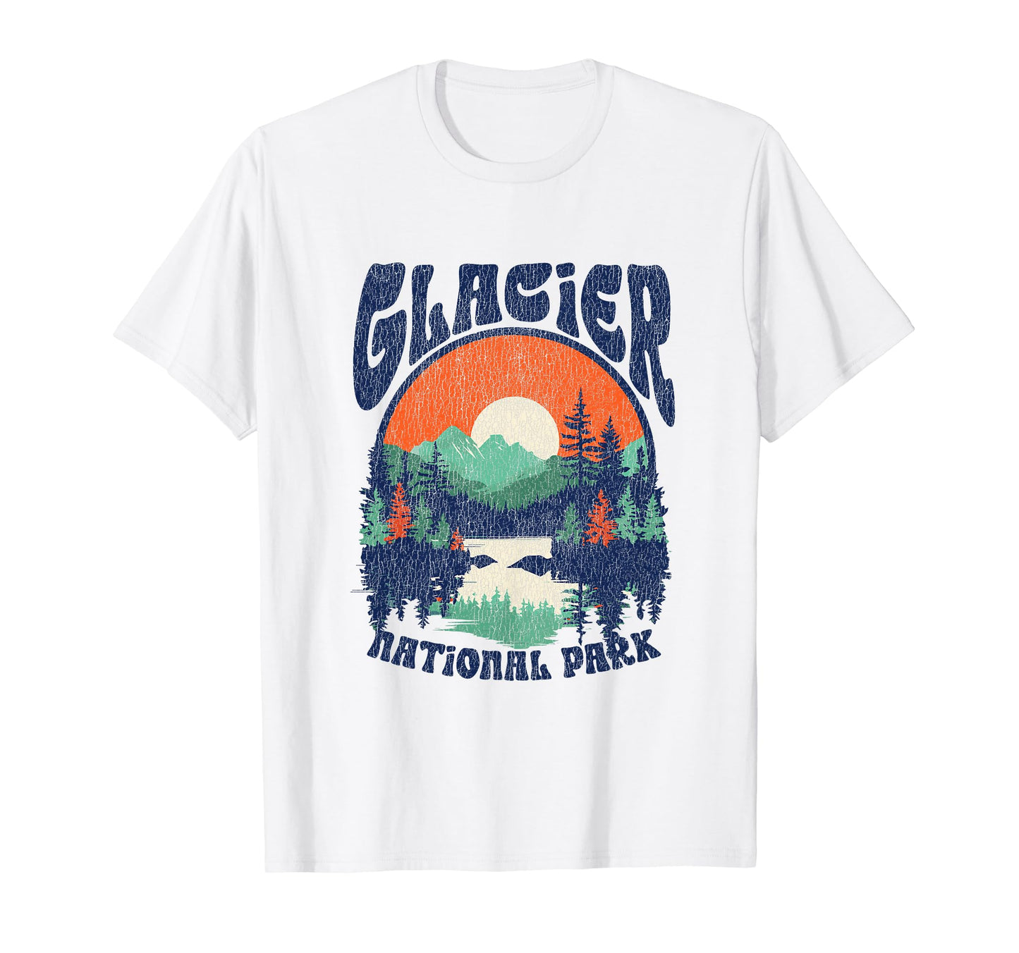 Distressed Glacier National Park 80S T-Shirt - Trendy Graphic Men Women - T-Shirt, Sweatshirt, Hoodie