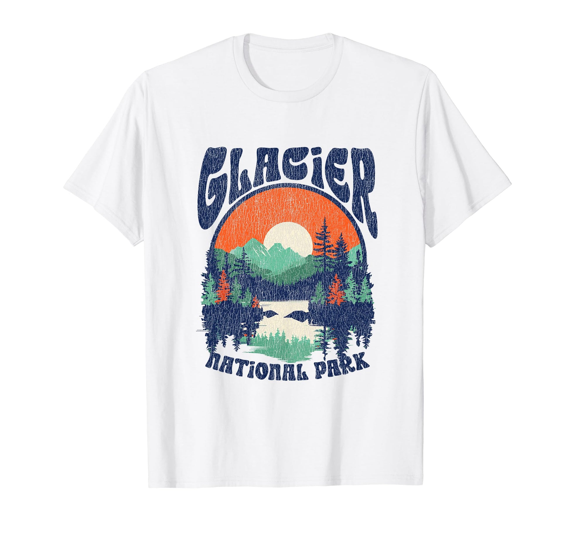 Distressed Glacier National Park 80S T-Shirt - Trendy Graphic Men Women - T-Shirt, Sweatshirt, Hoodie