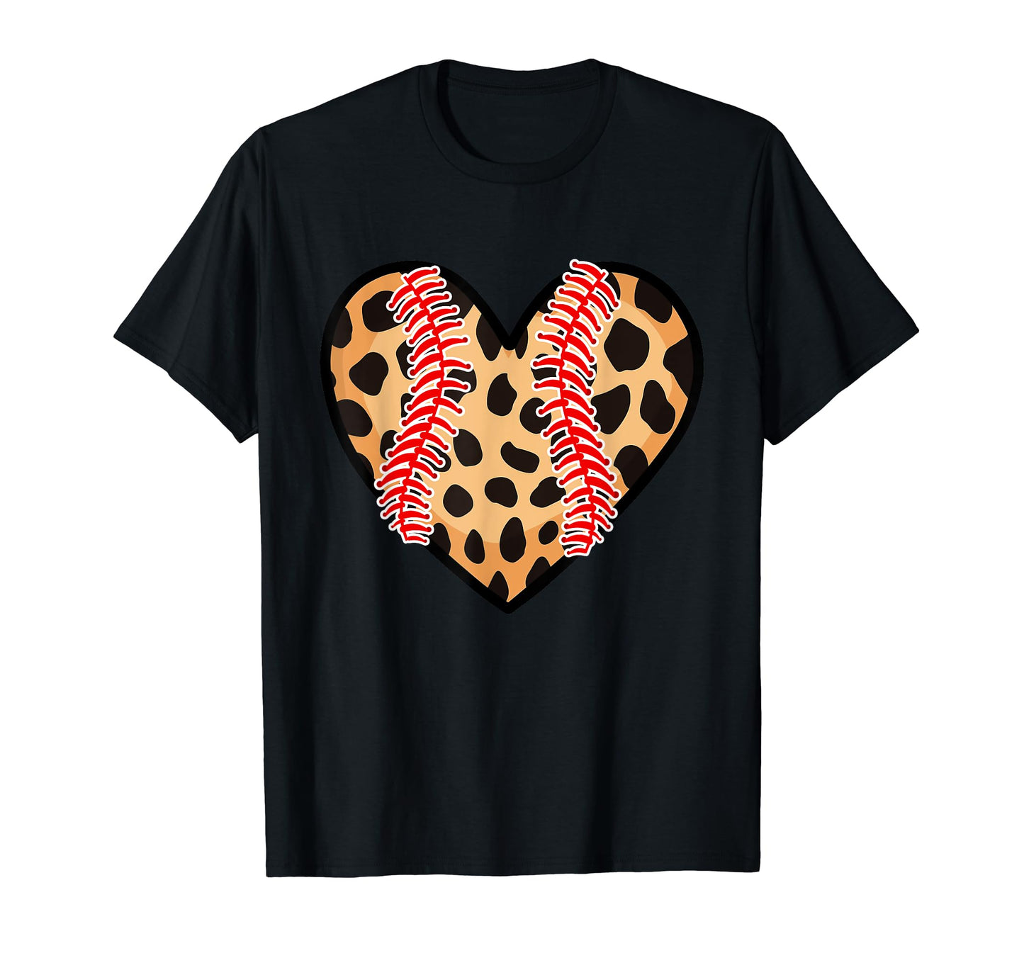 Funny Baseball Mom Leopard Heart T-Shirt - Fun Novelty Design for Adults - T-Shirt, Sweatshirt, Hoodie