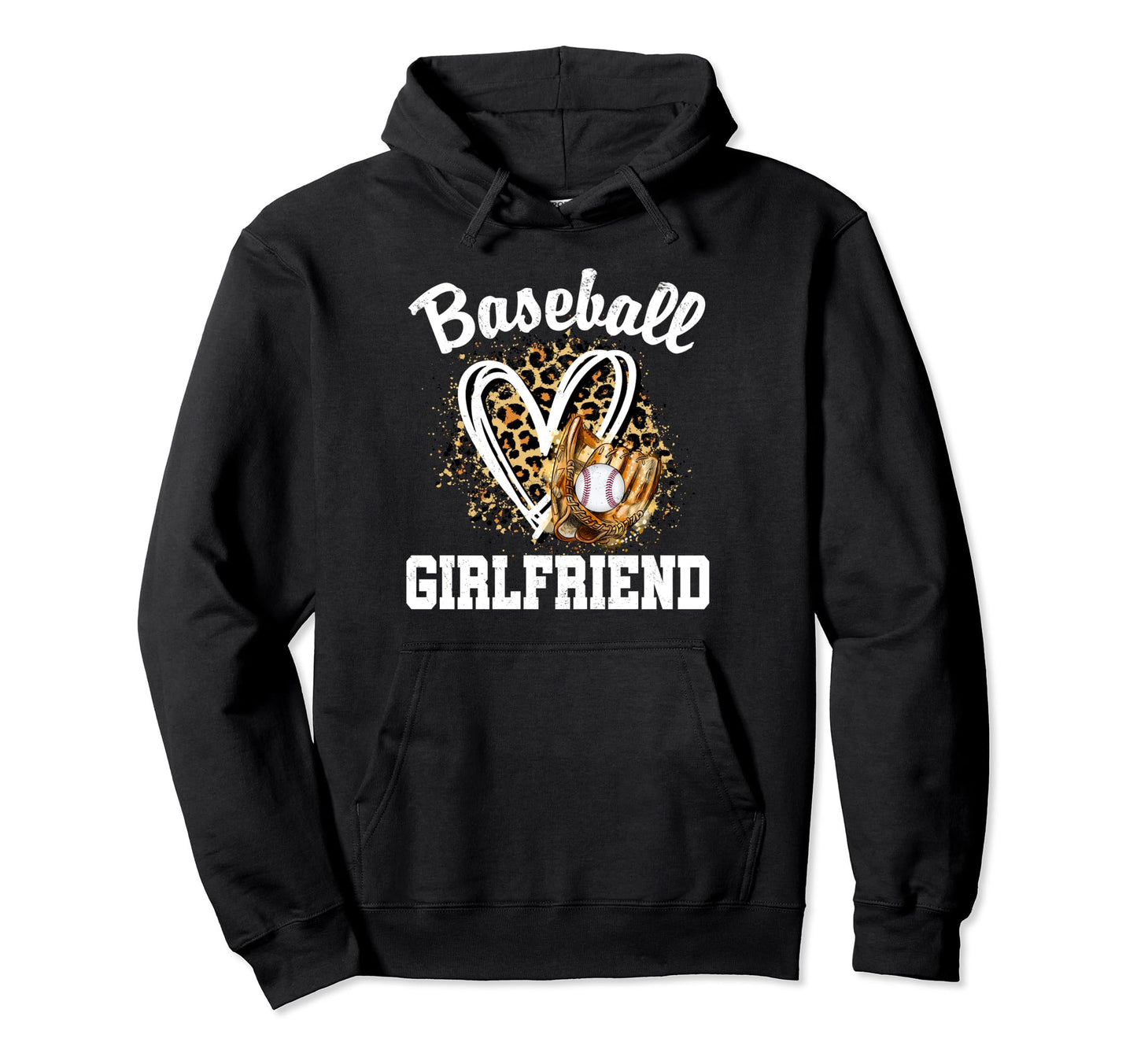 Baseball Girlfriend Leopard Heart Hoodie - Aesthetic Graphic for Adults - T-Shirt, Sweatshirt, Hoodie
