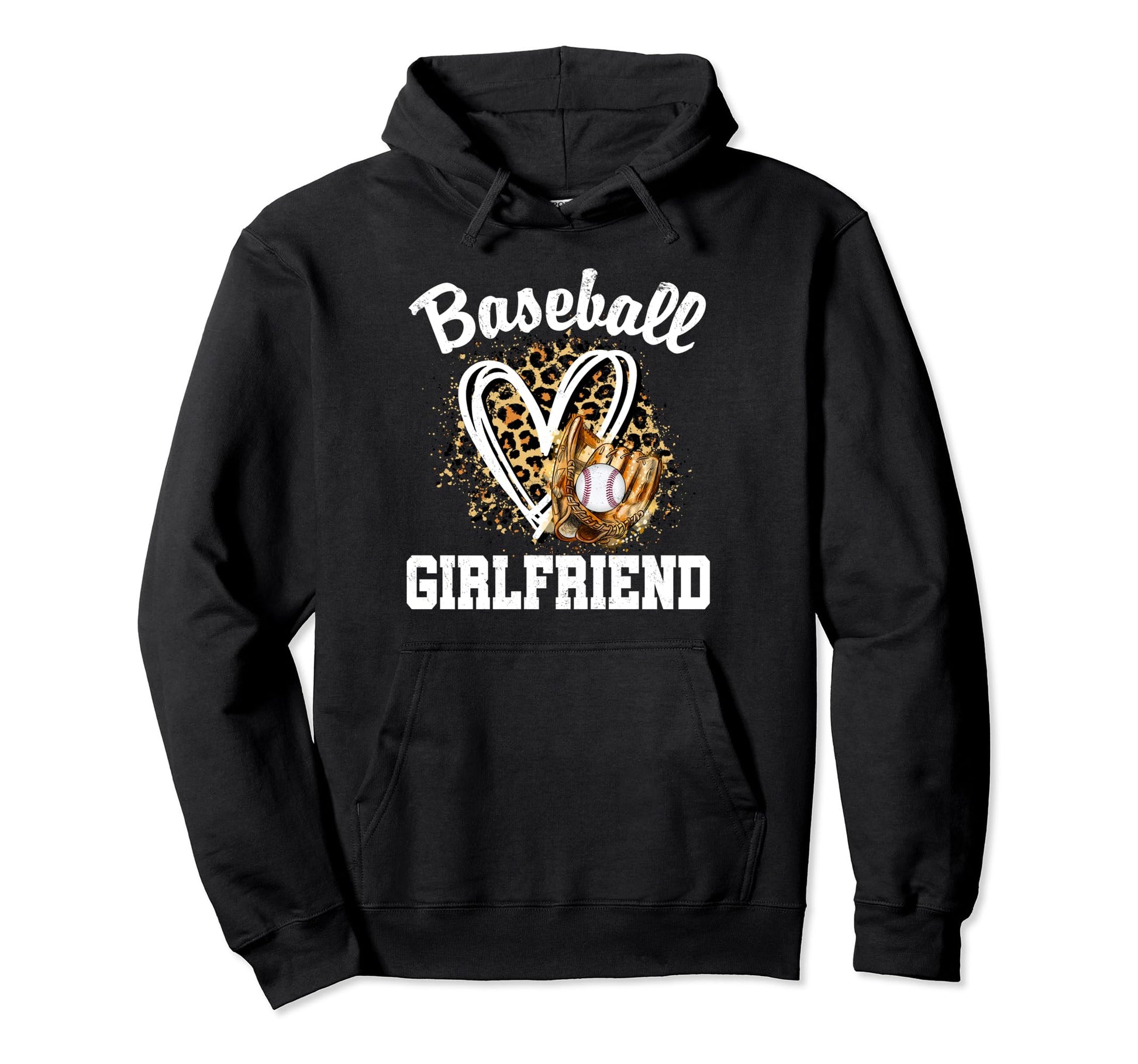 Baseball Girlfriend Leopard Heart Hoodie - Aesthetic Graphic for Adults - T-Shirt, Sweatshirt, Hoodie