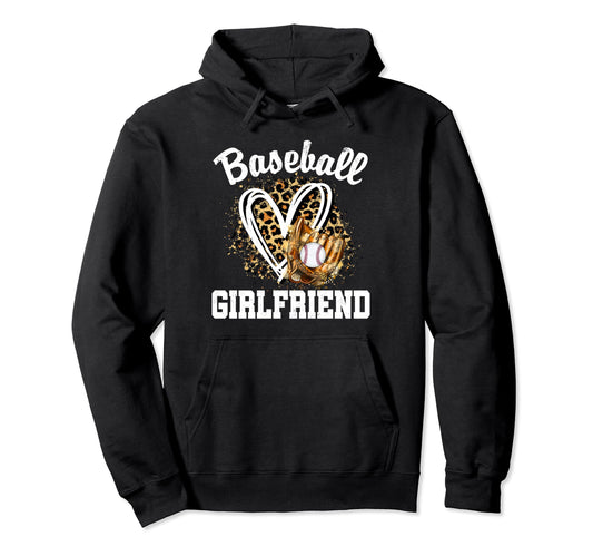 Baseball Girlfriend Leopard Heart Hoodie - Aesthetic Graphic for Adults - T-Shirt, Sweatshirt, Hoodie