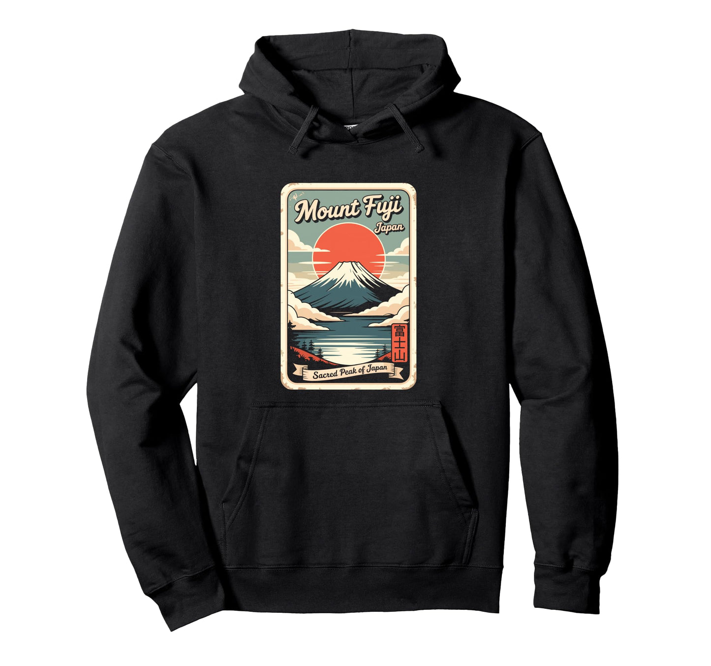 Mount Fuji Japan Postcard Japanese Hoodie - Fun Novelty Design for Adults - T-Shirt, Sweatshirt, Hoodie