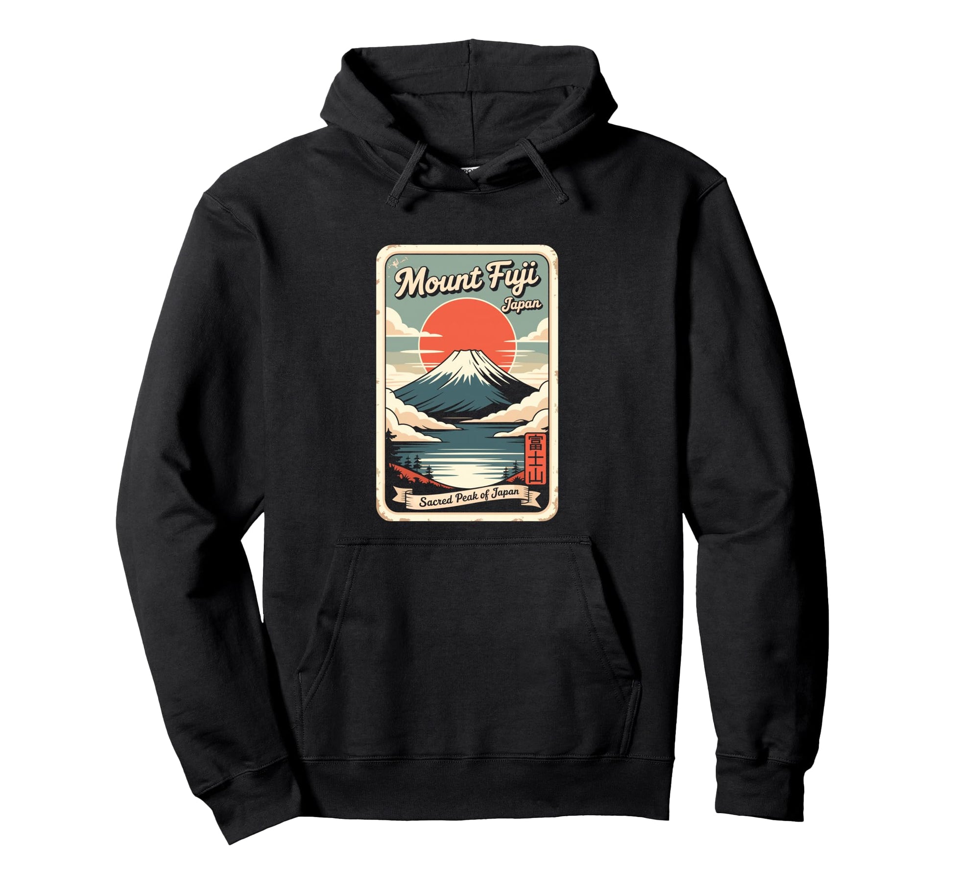 Mount Fuji Japan Postcard Japanese Hoodie - Fun Novelty Design for Adults - T-Shirt, Sweatshirt, Hoodie