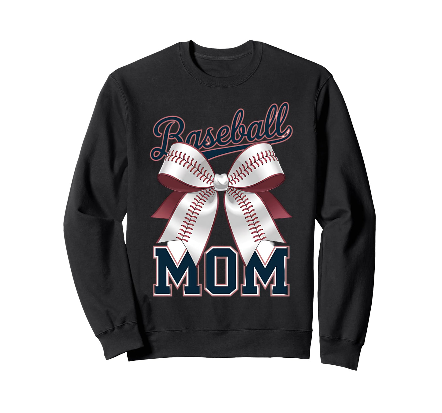 Baseball Mom Coquette Bow Sweatshirt - Casual Everyday Wear Unisex - T-Shirt, Sweatshirt, Hoodie