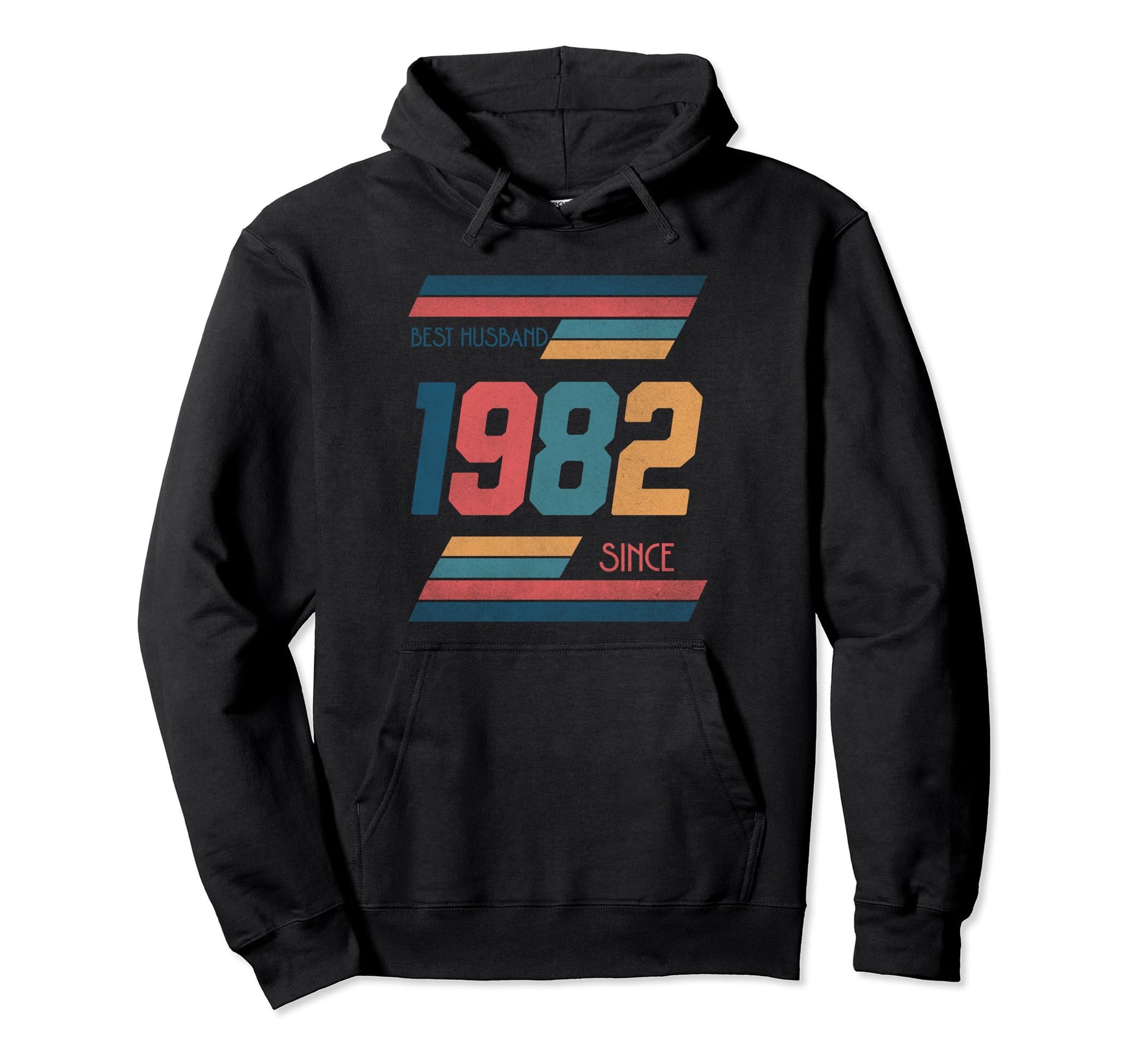 Best Husband Since 1982 Anniversary Stripes Hoodie - Graphic Print Unisex - T-Shirt, Sweatshirt, Hoodie