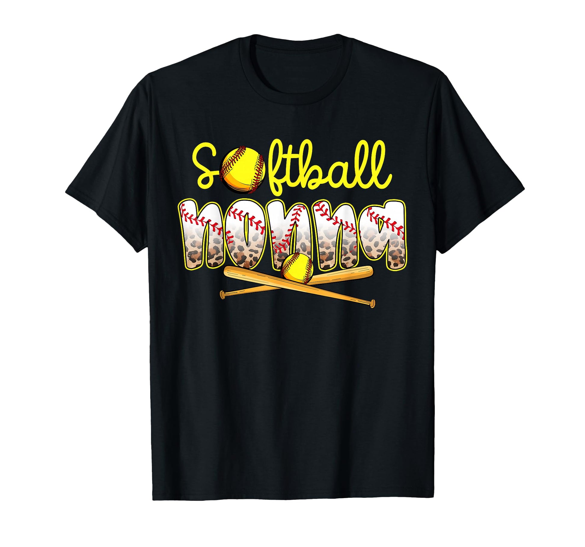 Softball Nonna Leopard Mothers Day T-Shirt - Minimalist Print Men Women - T-Shirt, Sweatshirt, Hoodie