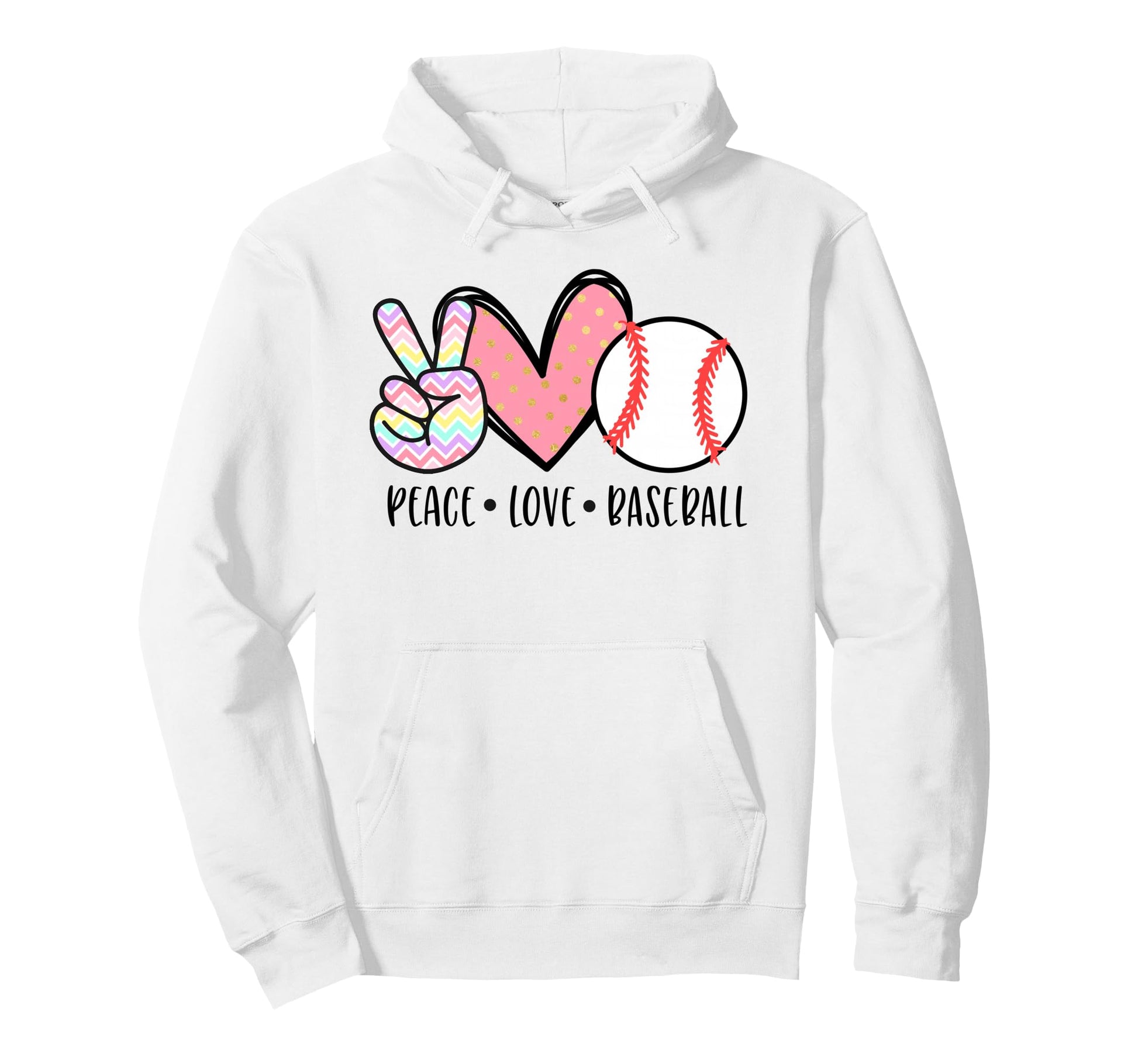 Peace Love Baseball Funny Teens Mom Hoodie - Minimalist Print Men Women - T-Shirt, Sweatshirt, Hoodie