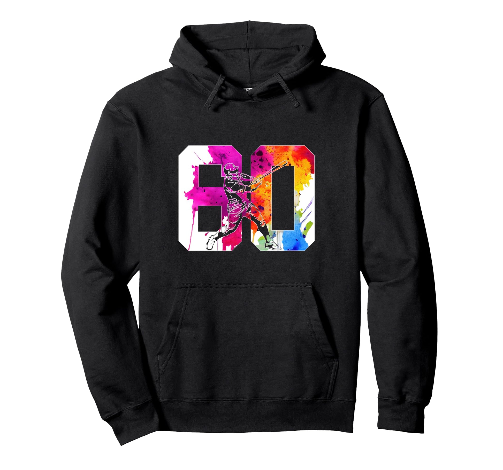 Number 60 Years Baseball 60Th Birthday Hoodie - Trendy Graphic Men Women - T-Shirt, Sweatshirt, Hoodie