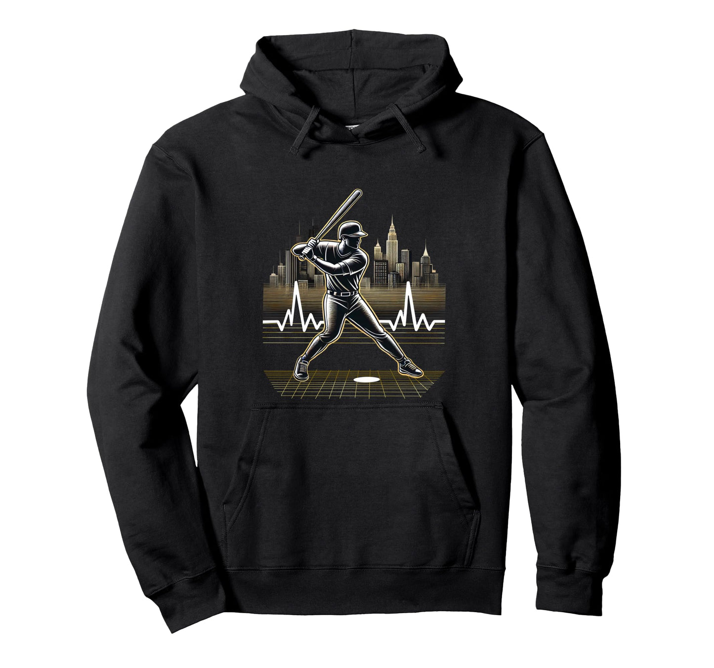 Funny Baseball Heartbeat Baseball Hoodie - Novelty Apparel for Adults - T-Shirt, Sweatshirt, Hoodie