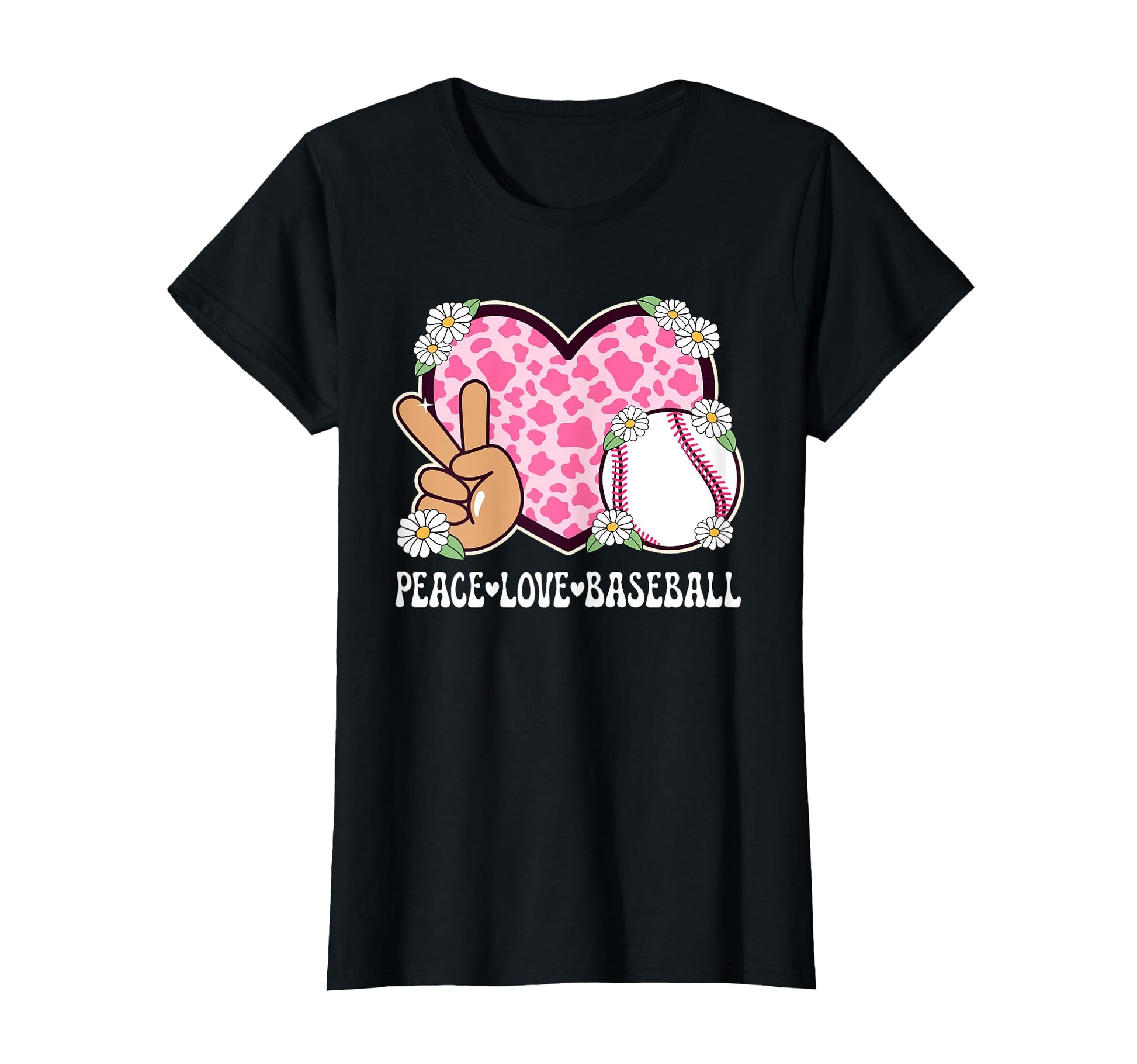Peace Love Baseball Lover Cow Baseball T-Shirt - Trendy Graphic Men Women - T-Shirt, Sweatshirt, Hoodie
