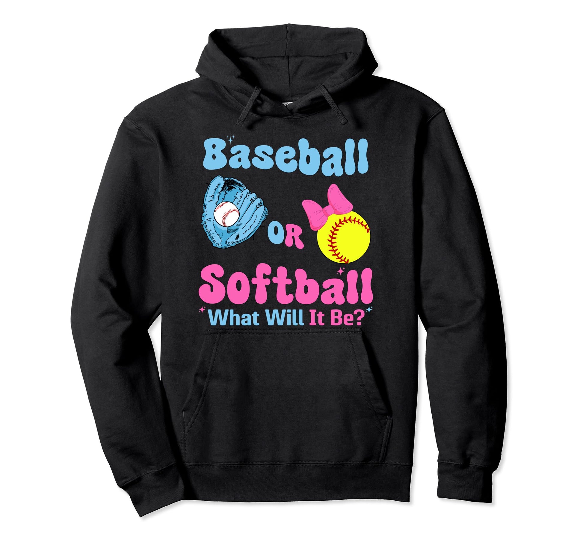 Baseball Or Softball Groovy Gender Hoodie - Unique Graphic for Adults - T-Shirt, Sweatshirt, Hoodie