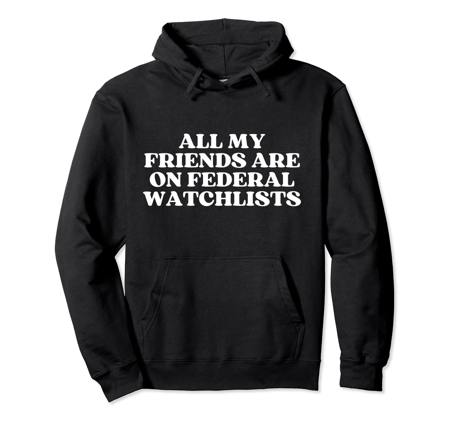 All My Friends Are Federal Watchlists Hoodie - Casual Everyday Wear Unisex - T-Shirt, Sweatshirt, Hoodie