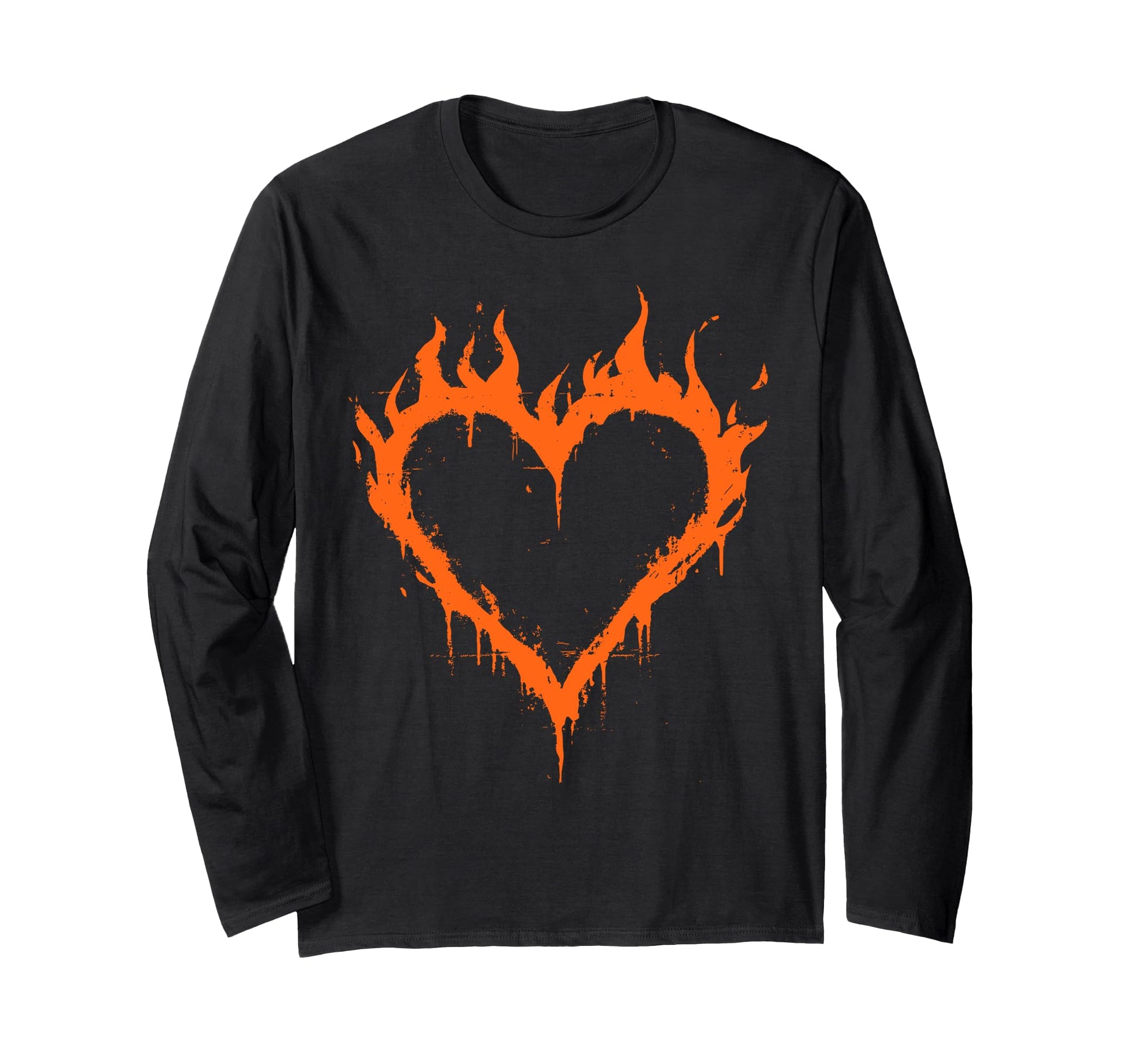 Burning Heart Fire Grunge Y2K T-Shirt - Aesthetic Graphic Men Women - T-Shirt, Sweatshirt, Hoodie