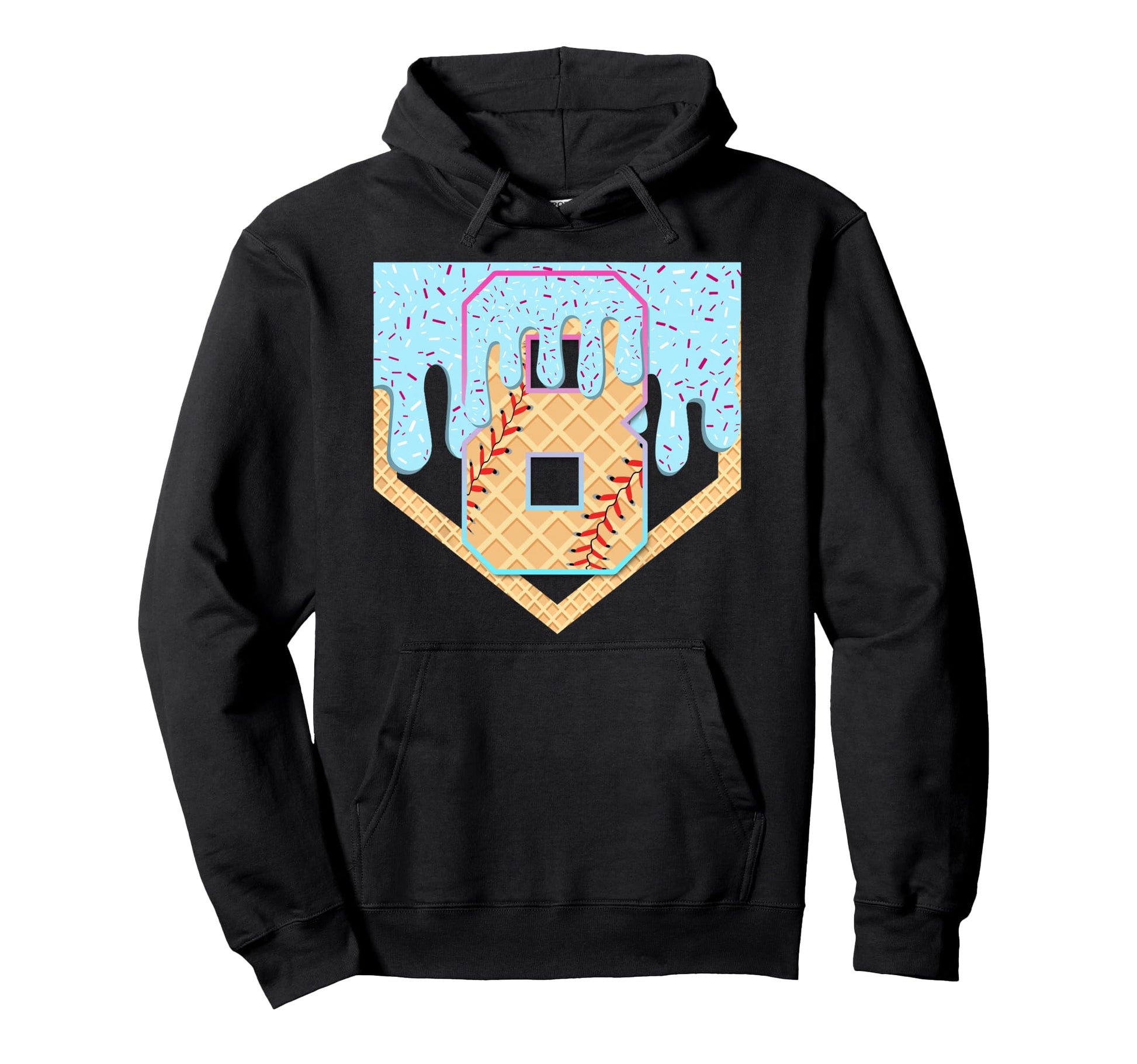 Number 8 Years Old Baseball Ice Cream Hoodie - Custom Art Print for Adults - T-Shirt, Sweatshirt, Hoodie