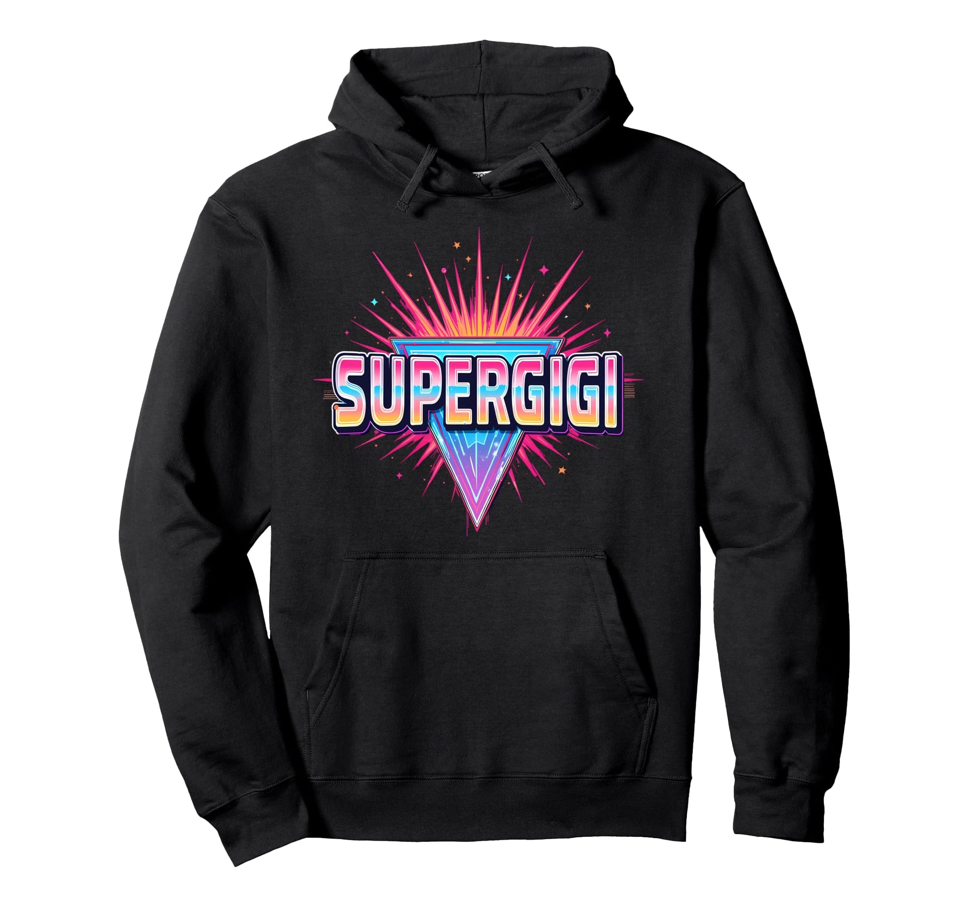 Super Gigi Neon Synthwave Hoodie - Novelty Apparel for Adults - T-Shirt, Sweatshirt, Hoodie