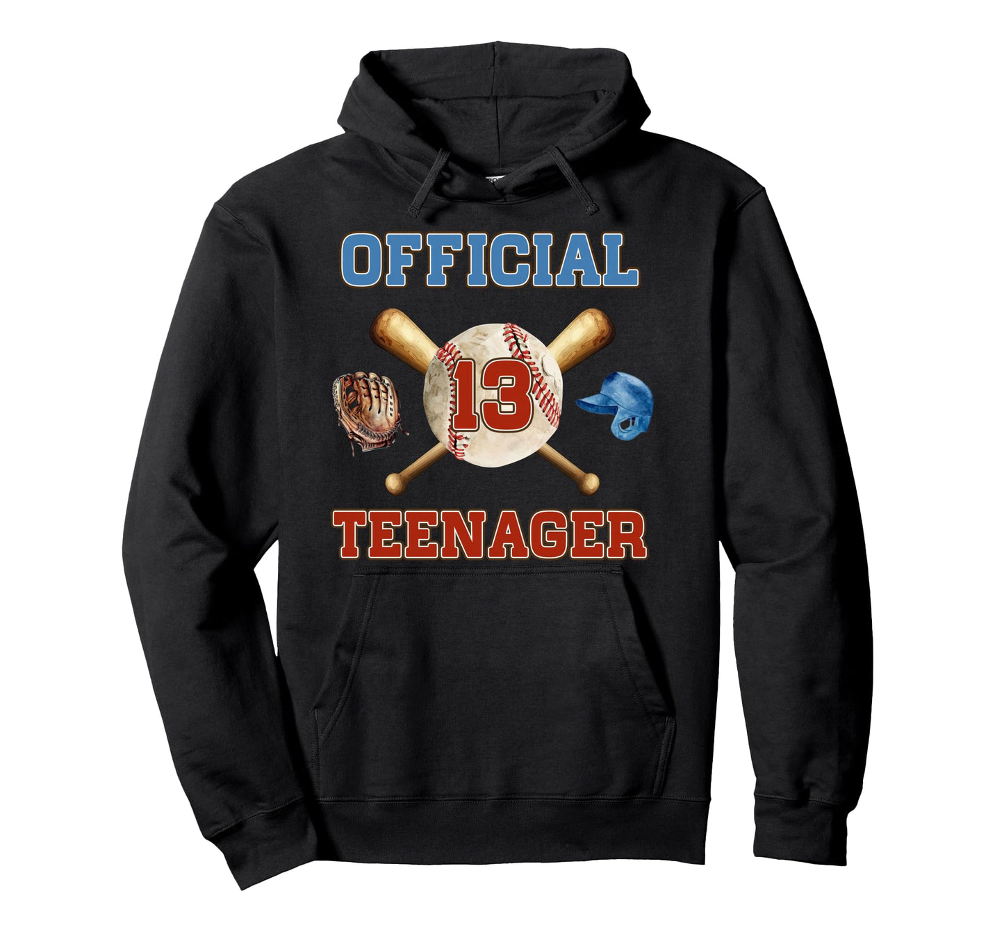 Teenager 13Th Birthday Baseball Lover 13 Hoodie - Novelty Apparel Unisex - T-Shirt, Sweatshirt, Hoodie