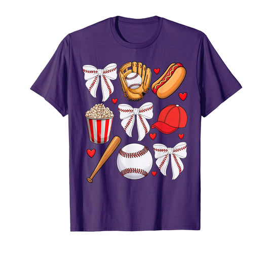 Baseball Coquette Bow Baseball Cheer T-Shirt - Streetwear Style for Adults - T-Shirt, Sweatshirt, Hoodie