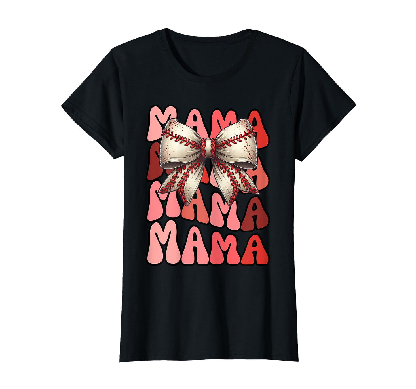 Groovy Mama Baseball Coquette Stitch Bow T-Shirt - Minimalist Print Unisex - T-Shirt, Sweatshirt, Hoodie
