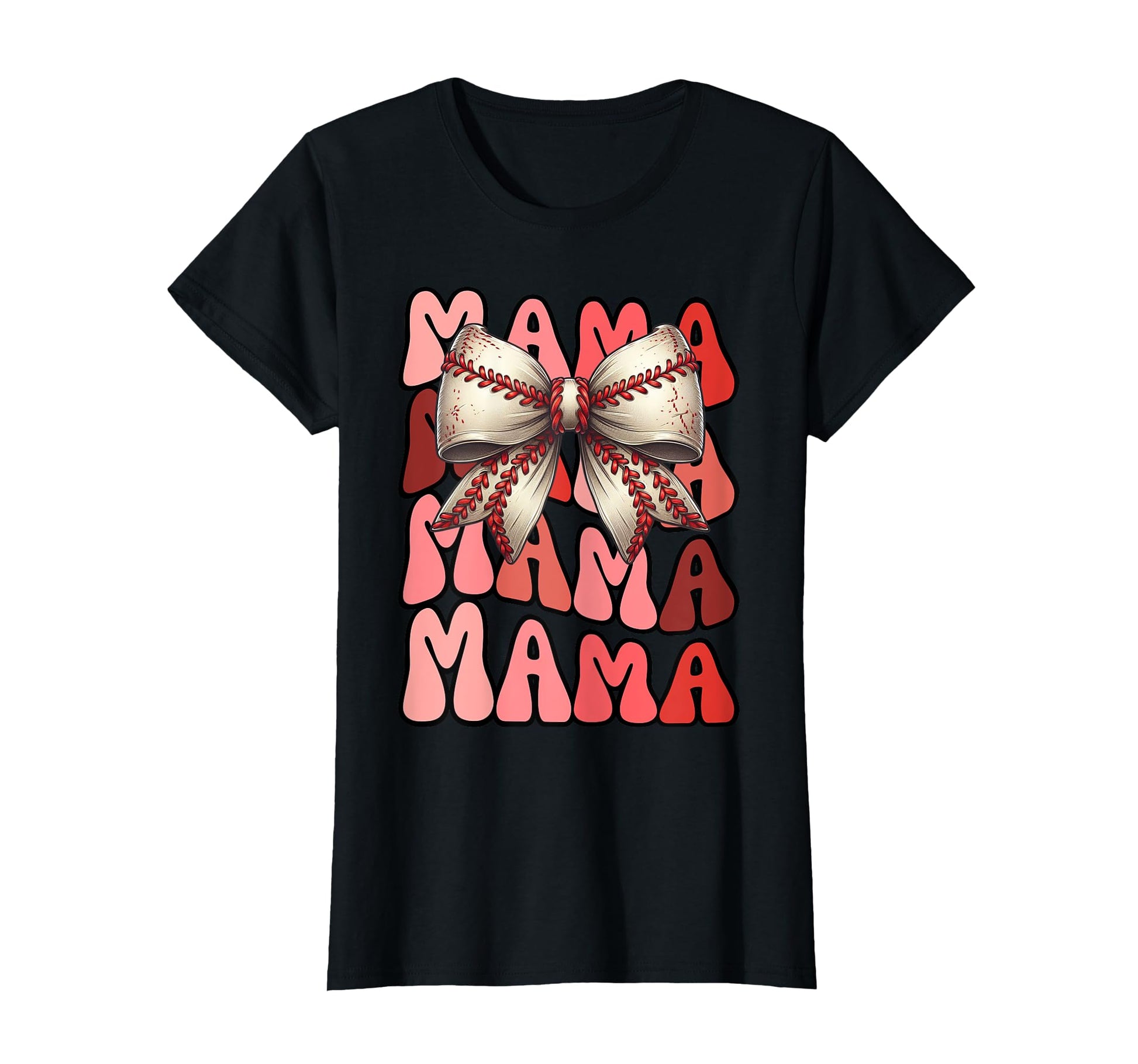 Groovy Mama Baseball Coquette Stitch Bow T-Shirt - Minimalist Print Unisex - T-Shirt, Sweatshirt, Hoodie