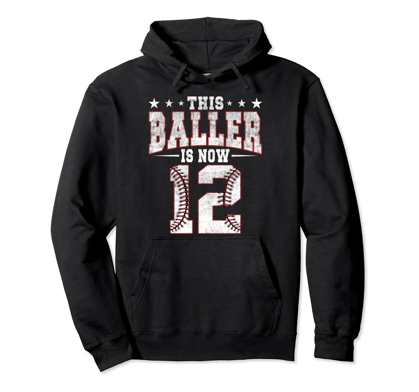 This Baller Is Now 12 Birthday Baseball Hoodie - Aesthetic Graphic Unisex - T-Shirt, Sweatshirt, Hoodie
