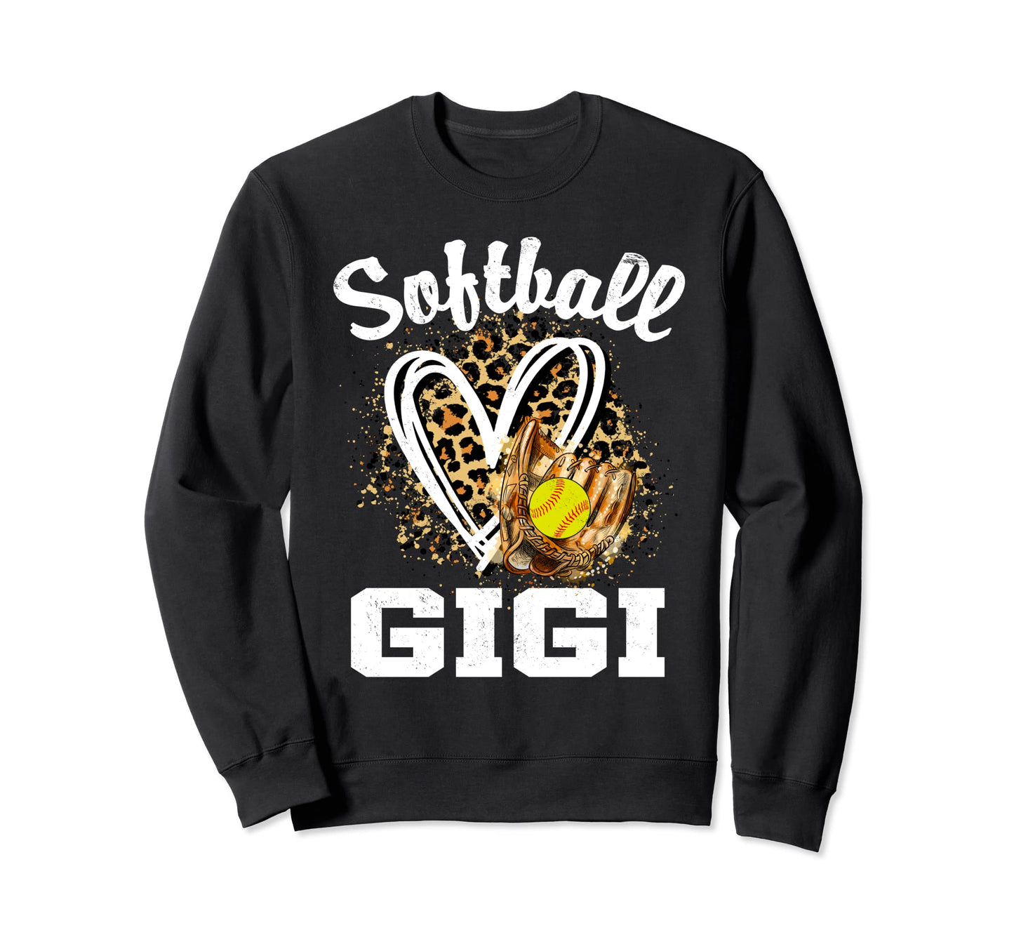 Softball Gigi Leopard Heart Sweatshirt - Fun Novelty Design Men Women - T-Shirt, Sweatshirt, Hoodie