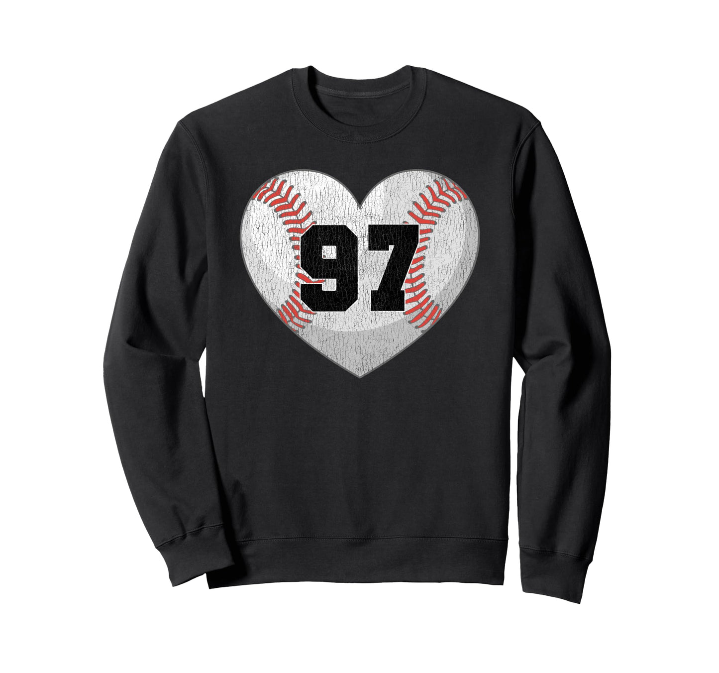 Baseball Number 97 Distressed Sweatshirt - Fun Novelty Design for Adults - T-Shirt, Sweatshirt, Hoodie