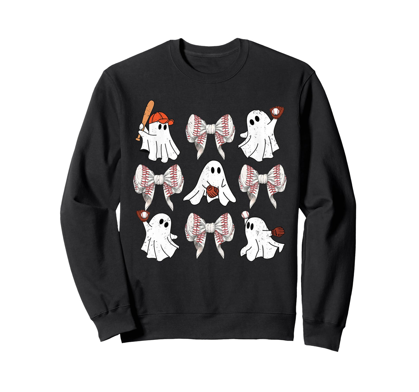 Baseball Player Halloween Bow Coquette Sweatshirt - Graphic Print Unisex - T-Shirt, Sweatshirt, Hoodie
