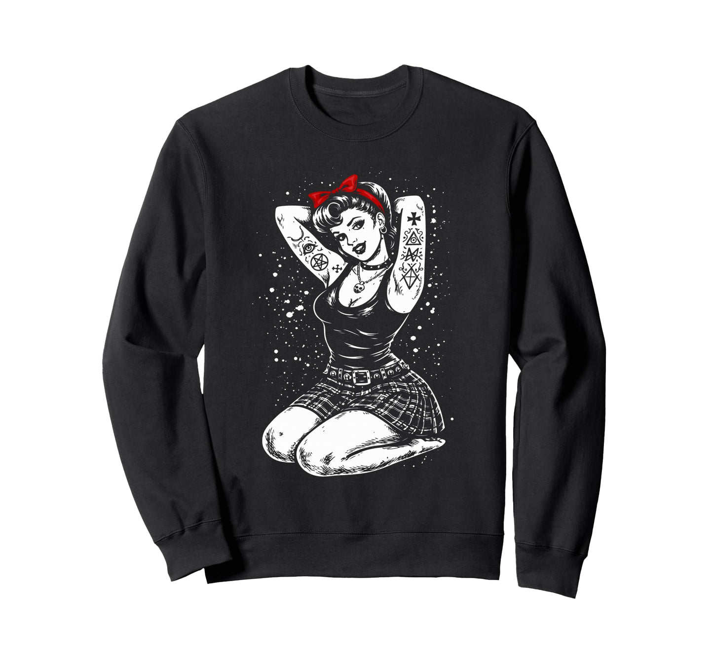 Pinup Pop Art Tattoo Model Sweatshirt - Minimalist Print for Adults - T-Shirt, Sweatshirt, Hoodie